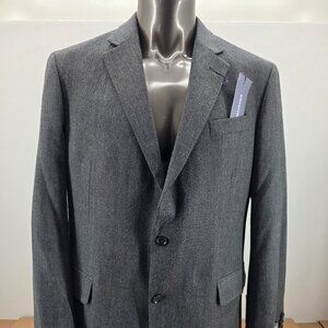 Stafford Sport Coat Men's 44L Charcoal Black Double Vent Wool Blazer Classic Fit